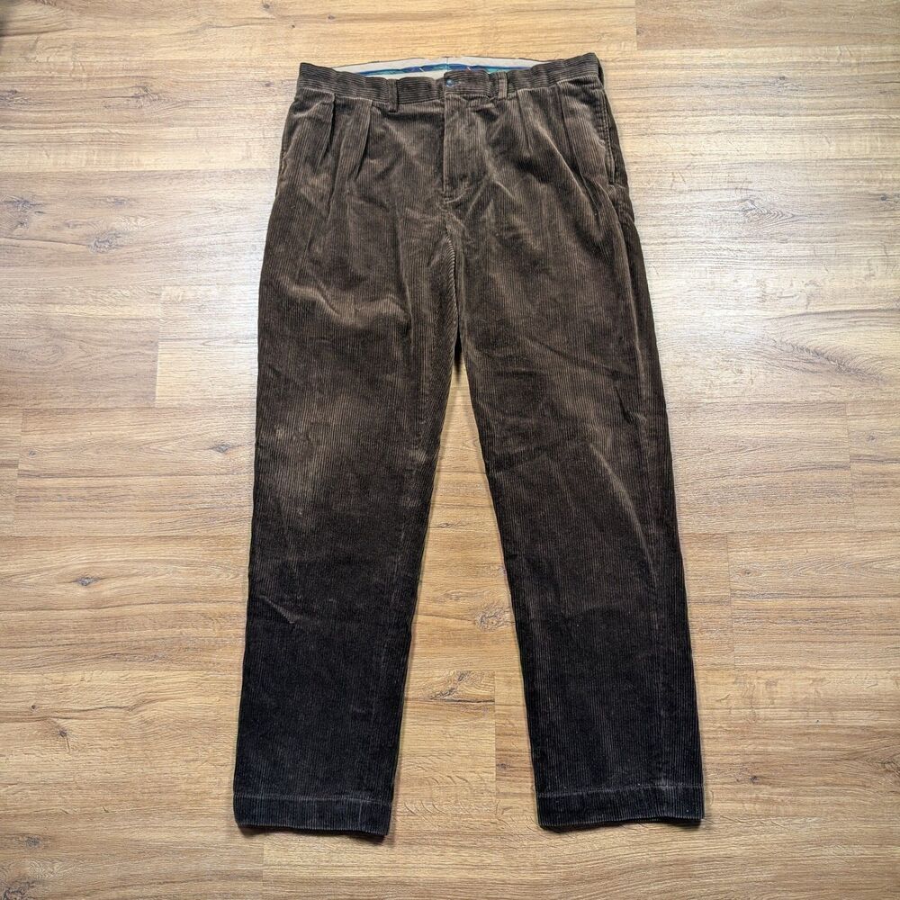 VTG Polo Ralph Lauren Ethan Corduroy Pants Men's 38x34(33) Brown Preppy